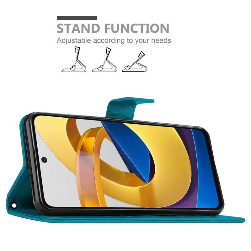 Cadorabo Hülle kompatibel mit Xiaomi POCO M4 PRO 5G Schutzhülle im Blumen Design mit Magnetverschluss, Standfunktion und Kartenfächern