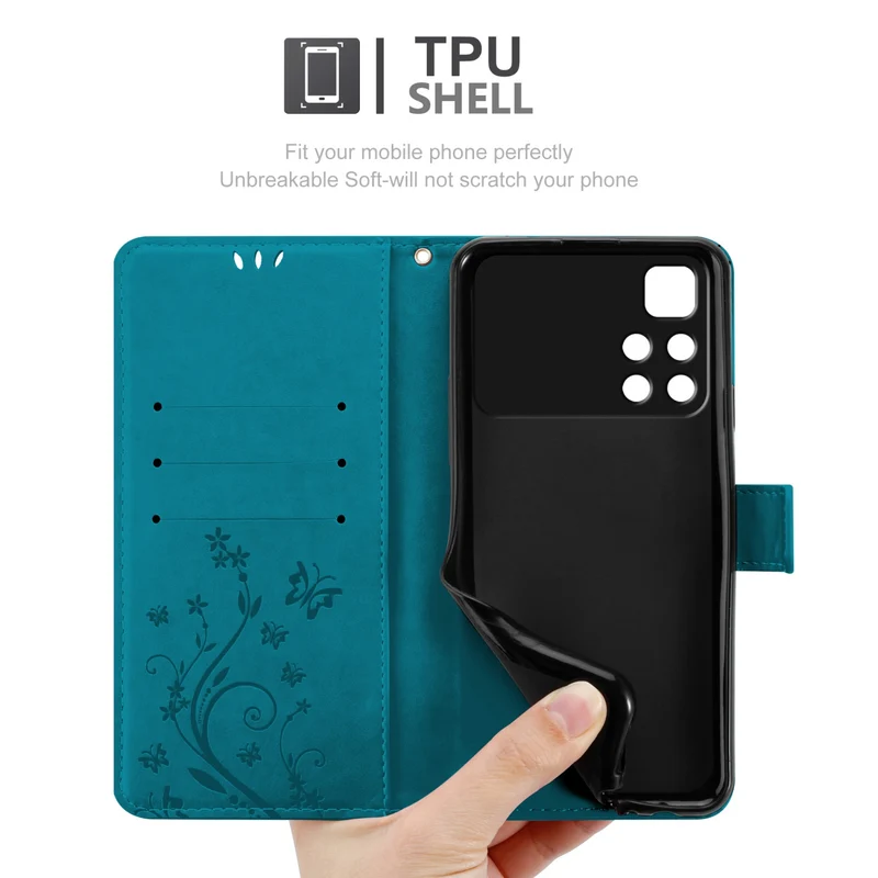 Cadorabo Hülle kompatibel mit Xiaomi POCO M4 PRO 5G Schutzhülle im Blumen Design mit Magnetverschluss, Standfunktion und Kartenfächern