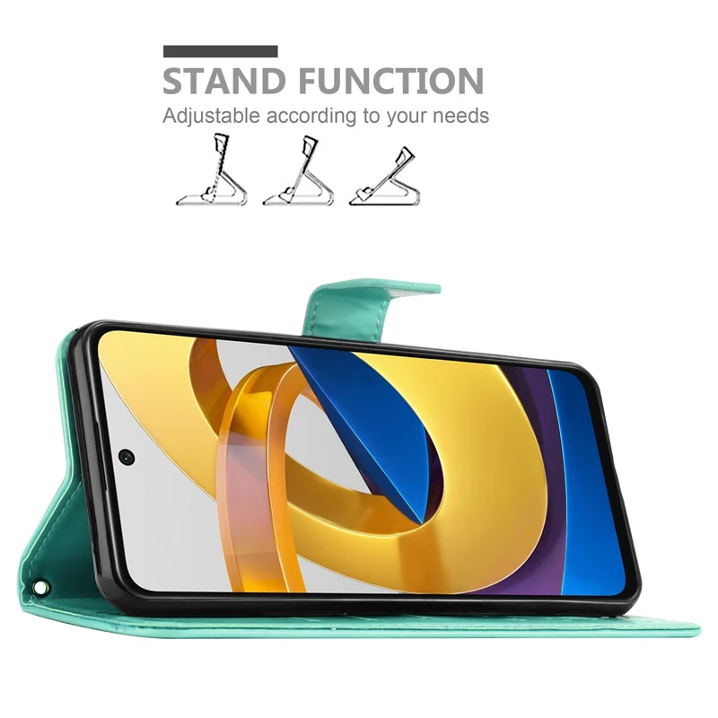 Cadorabo Hülle kompatibel mit Xiaomi POCO M4 PRO 5G Schutzhülle im Blumen Design mit Magnetverschluss, Standfunktion und Kartenfächern