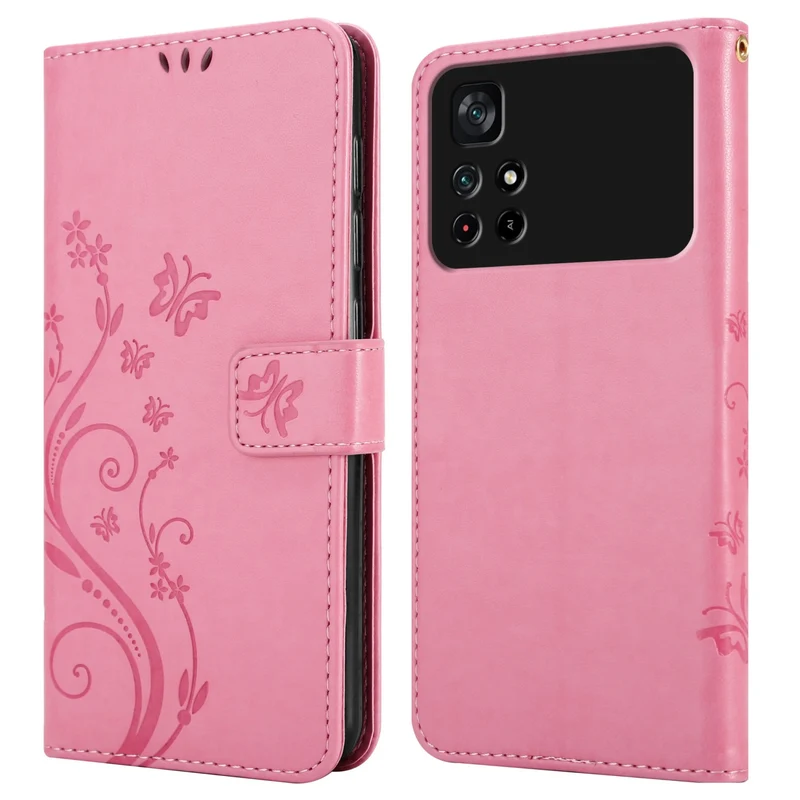 Cadorabo Hülle kompatibel mit Xiaomi POCO M4 PRO 5G Schutzhülle im Blumen Design mit Magnetverschluss, Standfunktion und Kartenfächern