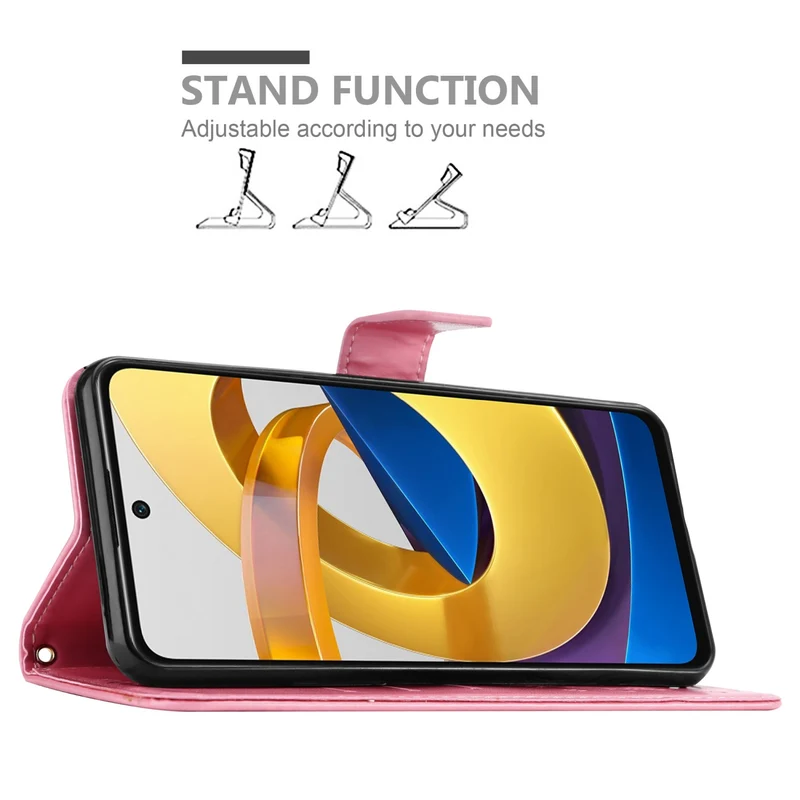 Cadorabo Hülle kompatibel mit Xiaomi POCO M4 PRO 5G Schutzhülle im Blumen Design mit Magnetverschluss, Standfunktion und Kartenfächern
