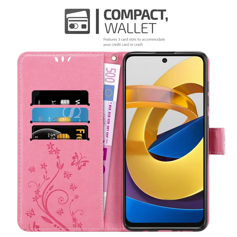 Cadorabo Hülle kompatibel mit Xiaomi POCO M4 PRO 5G Schutzhülle im Blumen Design mit Magnetverschluss, Standfunktion und Kartenfächern