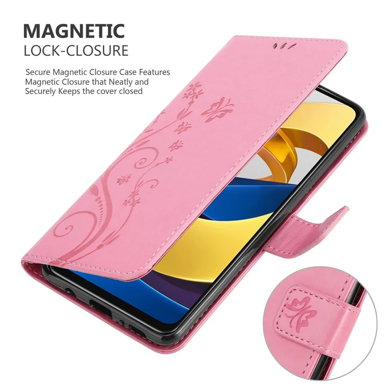 Cadorabo Hülle kompatibel mit Xiaomi POCO M4 PRO 5G Schutzhülle im Blumen Design mit Magnetverschluss, Standfunktion und Kartenfächern