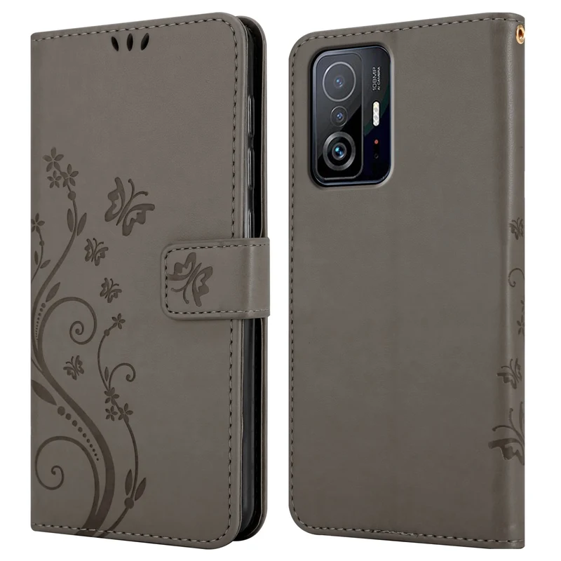Cadorabo Hülle kompatibel mit Xiaomi 11T / 11T PRO Schutzhülle im Blumen Design mit Magnetverschluss, Standfunktion und Kartenfächern