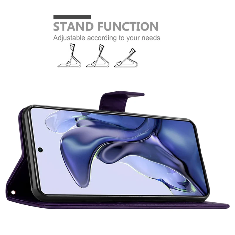 Cadorabo Hülle kompatibel mit Xiaomi 11T / 11T PRO Schutzhülle im Blumen Design mit Magnetverschluss, Standfunktion und Kartenfächern