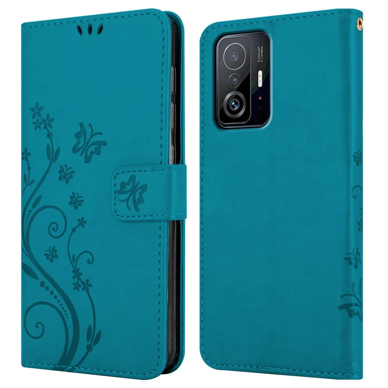 Cadorabo Hülle kompatibel mit Xiaomi 11T / 11T PRO Schutzhülle im Blumen Design mit Magnetverschluss, Standfunktion und Kartenfächern
