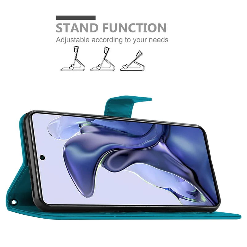 Cadorabo Hülle kompatibel mit Xiaomi 11T / 11T PRO Schutzhülle im Blumen Design mit Magnetverschluss, Standfunktion und Kartenfächern