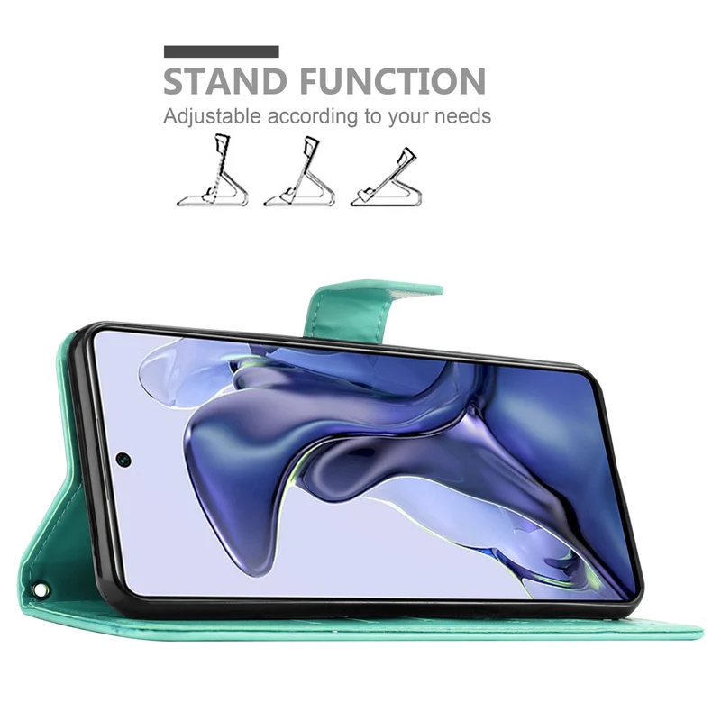 Cadorabo Hülle kompatibel mit Xiaomi 11T / 11T PRO Schutzhülle im Blumen Design mit Magnetverschluss, Standfunktion und Kartenfächern