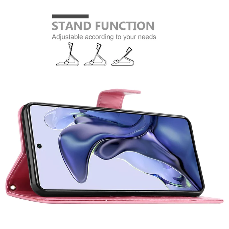 Cadorabo Hülle kompatibel mit Xiaomi 11T / 11T PRO Schutzhülle im Blumen Design mit Magnetverschluss, Standfunktion und Kartenfächern