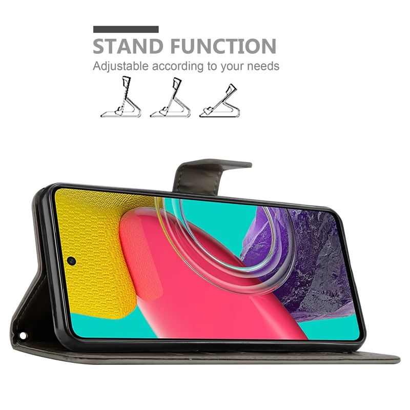 Cadorabo Hülle kompatibel mit Samsung Galaxy M53 5G Schutzhülle im Blumen Design mit Magnetverschluss, Standfunktion und Kartenfächern