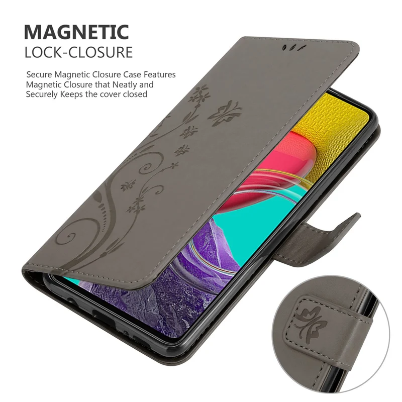 Cadorabo Hülle kompatibel mit Samsung Galaxy M53 5G Schutzhülle im Blumen Design mit Magnetverschluss, Standfunktion und Kartenfächern