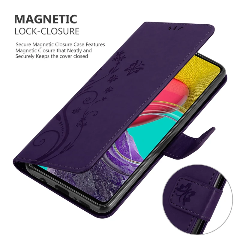 Cadorabo Hülle kompatibel mit Samsung Galaxy M53 5G Schutzhülle im Blumen Design mit Magnetverschluss, Standfunktion und Kartenfächern