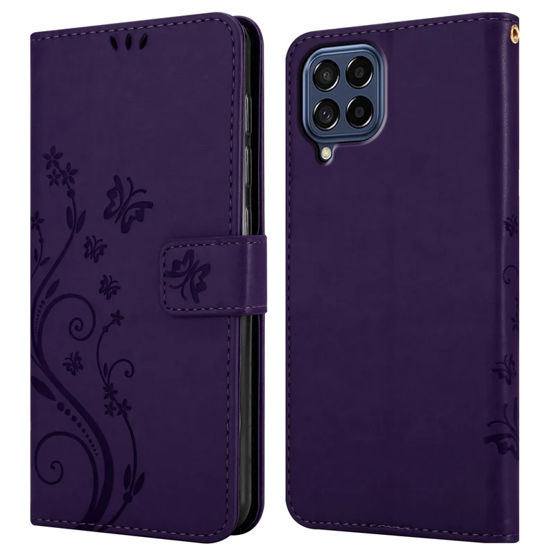 Cadorabo Hülle kompatibel mit Samsung Galaxy M53 5G Schutzhülle im Blumen Design mit Magnetverschluss, Standfunktion und Kartenfächern