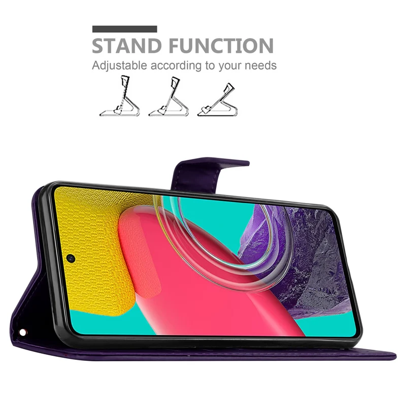 Cadorabo Hülle kompatibel mit Samsung Galaxy M53 5G Schutzhülle im Blumen Design mit Magnetverschluss, Standfunktion und Kartenfächern