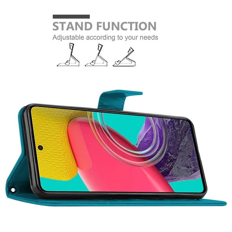 Cadorabo Hülle kompatibel mit Samsung Galaxy M53 5G Schutzhülle im Blumen Design mit Magnetverschluss, Standfunktion und Kartenfächern