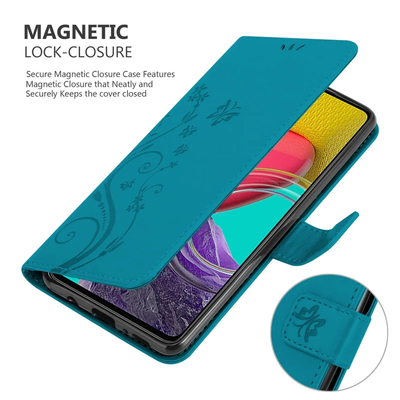Cadorabo Hülle kompatibel mit Samsung Galaxy M53 5G Schutzhülle im Blumen Design mit Magnetverschluss, Standfunktion und Kartenfächern