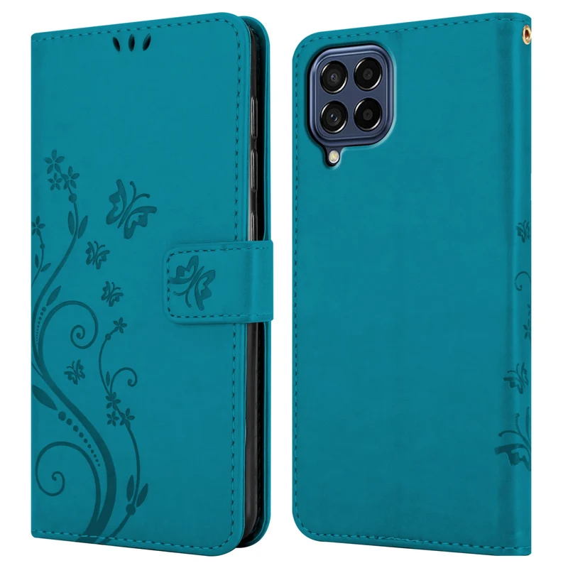 Cadorabo Hülle kompatibel mit Samsung Galaxy M53 5G Schutzhülle im Blumen Design mit Magnetverschluss, Standfunktion und Kartenfächern