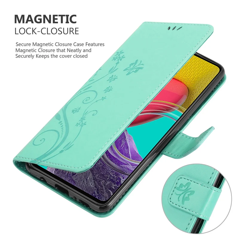 Cadorabo Hülle kompatibel mit Samsung Galaxy M53 5G Schutzhülle im Blumen Design mit Magnetverschluss, Standfunktion und Kartenfächern