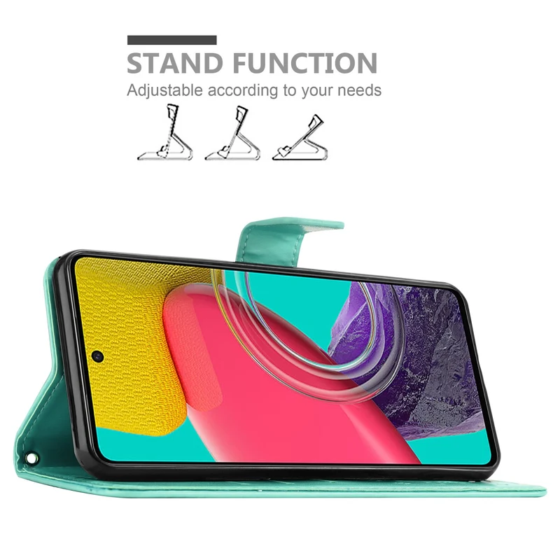 Cadorabo Hülle kompatibel mit Samsung Galaxy M53 5G Schutzhülle im Blumen Design mit Magnetverschluss, Standfunktion und Kartenfächern