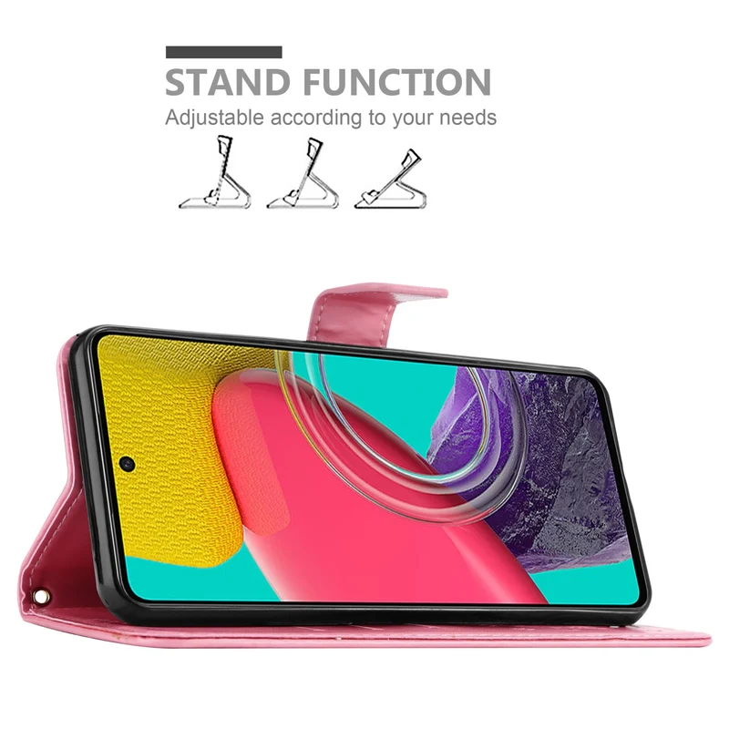 Cadorabo Hülle kompatibel mit Samsung Galaxy M53 5G Schutzhülle im Blumen Design mit Magnetverschluss, Standfunktion und Kartenfächern