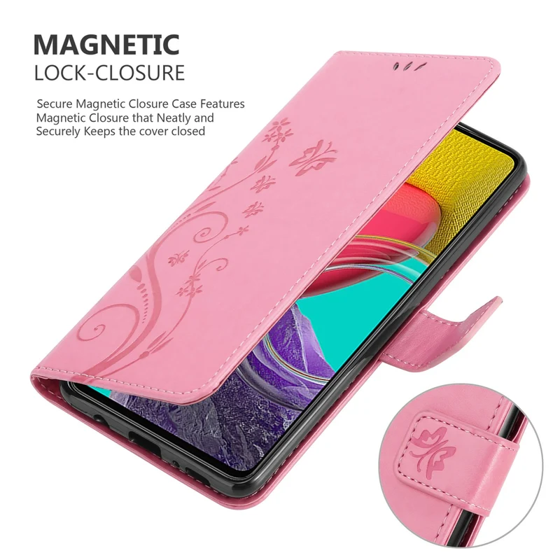 Cadorabo Hülle kompatibel mit Samsung Galaxy M53 5G Schutzhülle im Blumen Design mit Magnetverschluss, Standfunktion und Kartenfächern