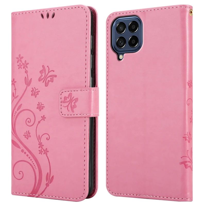 Cadorabo Hülle kompatibel mit Samsung Galaxy M53 5G Schutzhülle im Blumen Design mit Magnetverschluss, Standfunktion und Kartenfächern