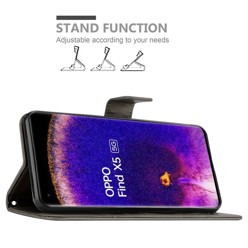 Cadorabo Hülle kompatibel mit Oppo FIND X5 Schutzhülle im Blumen Design mit Magnetverschluss, Standfunktion und Kartenfächern