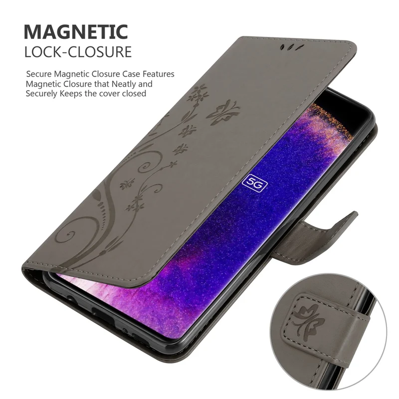 Cadorabo Hülle kompatibel mit Oppo FIND X5 Schutzhülle im Blumen Design mit Magnetverschluss, Standfunktion und Kartenfächern
