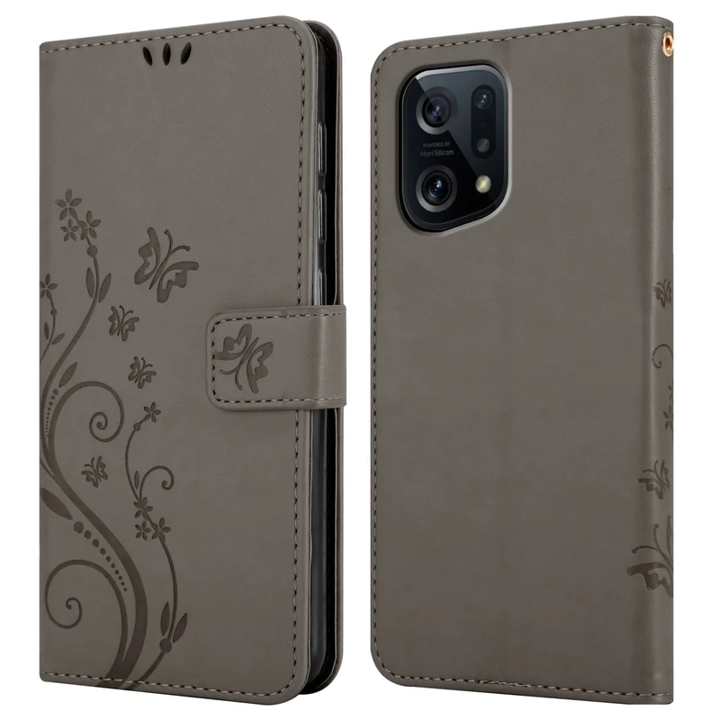 Cadorabo Hülle kompatibel mit Oppo FIND X5 Schutzhülle im Blumen Design mit Magnetverschluss, Standfunktion und Kartenfächern