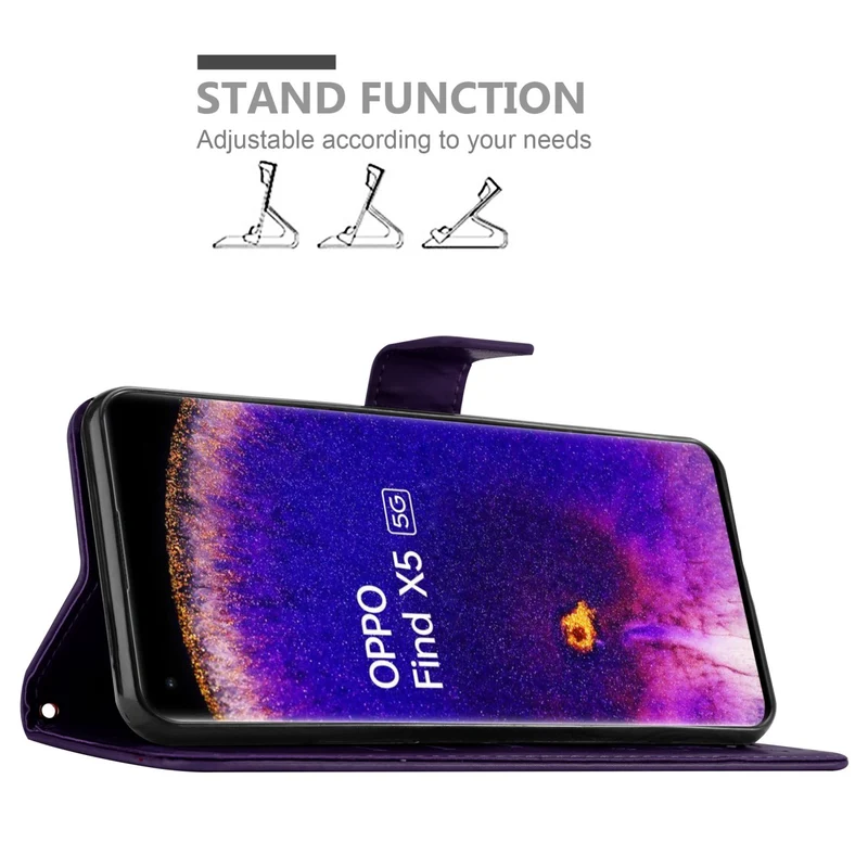 Cadorabo Hülle kompatibel mit Oppo FIND X5 Schutzhülle im Blumen Design mit Magnetverschluss, Standfunktion und Kartenfächern