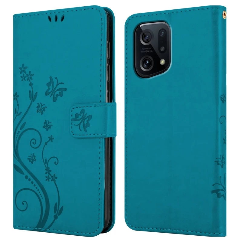 Cadorabo Hülle kompatibel mit Oppo FIND X5 Schutzhülle im Blumen Design mit Magnetverschluss, Standfunktion und Kartenfächern