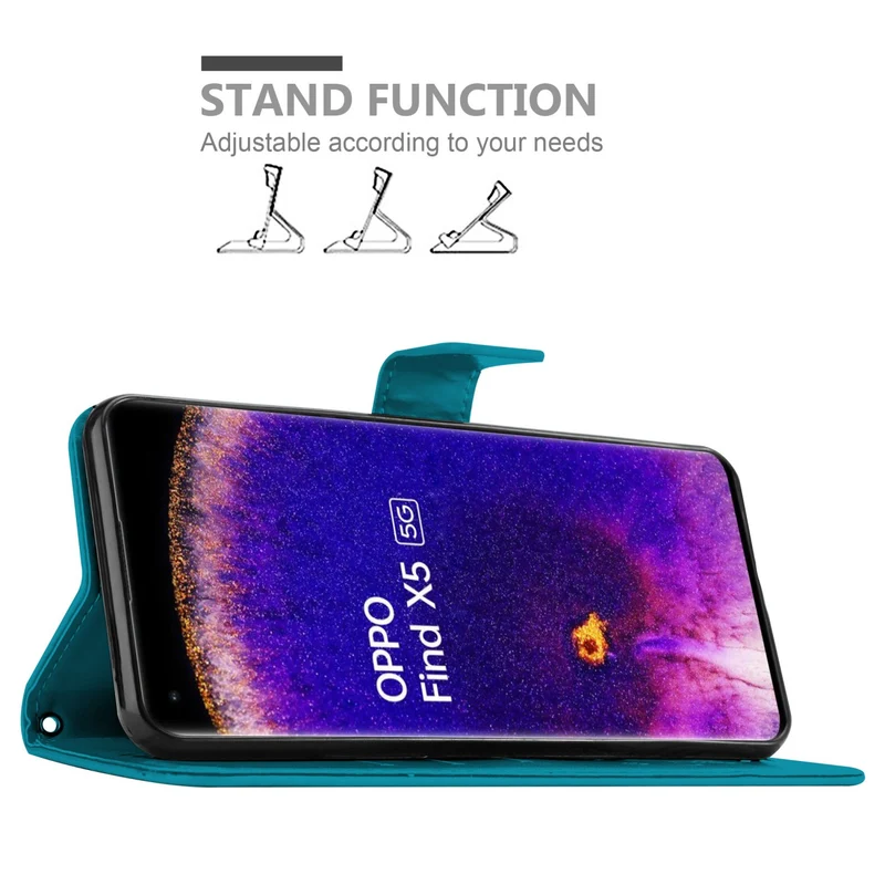 Cadorabo Hülle kompatibel mit Oppo FIND X5 Schutzhülle im Blumen Design mit Magnetverschluss, Standfunktion und Kartenfächern