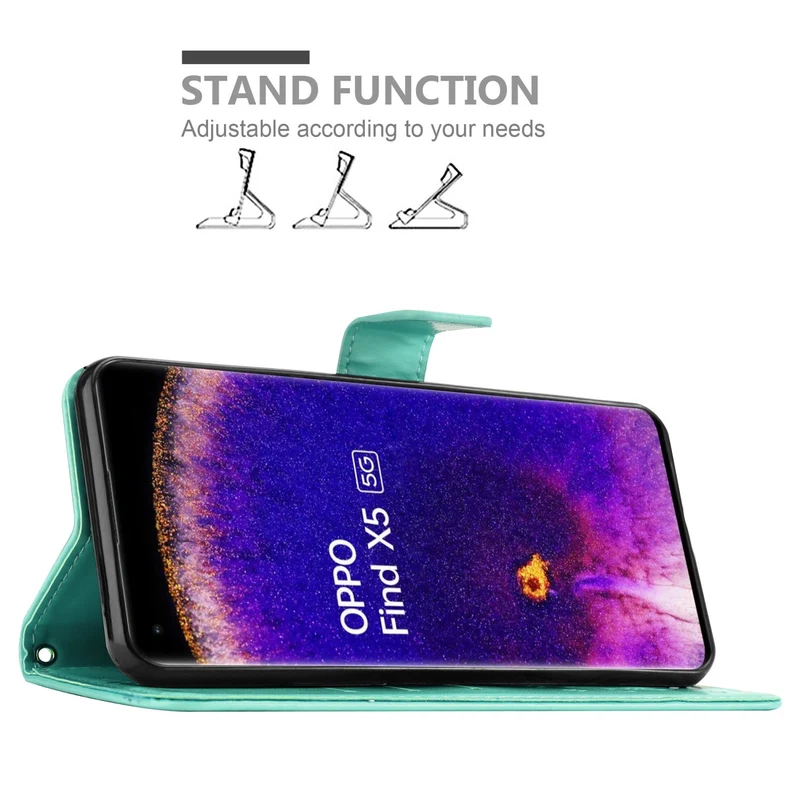 Cadorabo Hülle kompatibel mit Oppo FIND X5 Schutzhülle im Blumen Design mit Magnetverschluss, Standfunktion und Kartenfächern