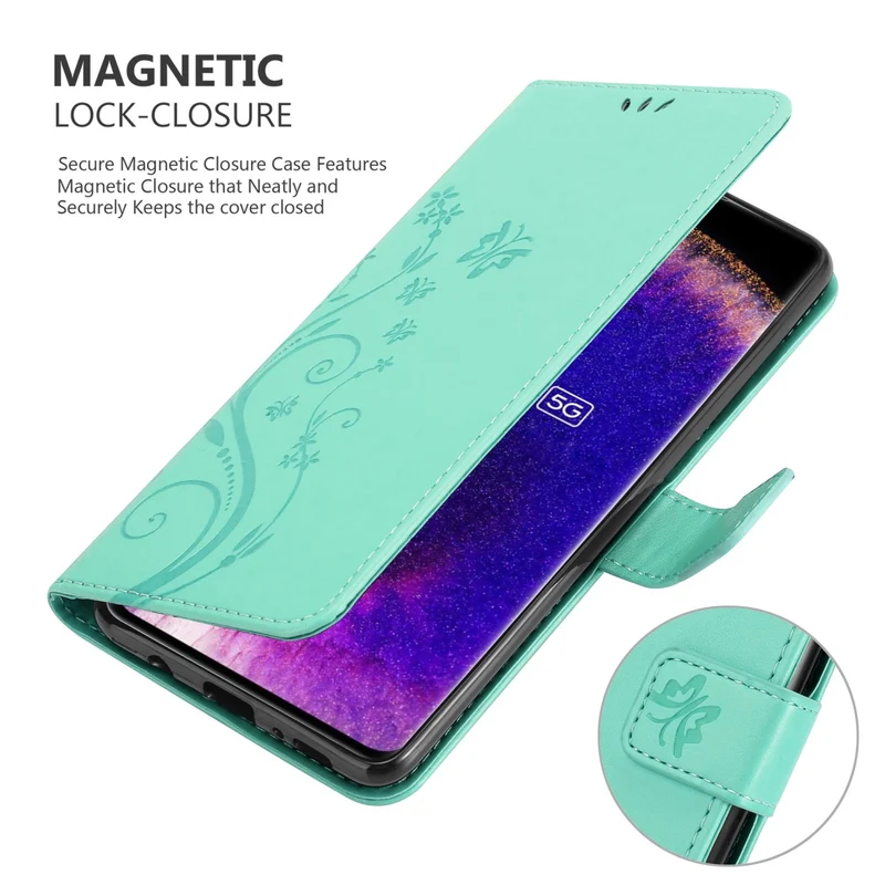 Cadorabo Hülle kompatibel mit Oppo FIND X5 Schutzhülle im Blumen Design mit Magnetverschluss, Standfunktion und Kartenfächern