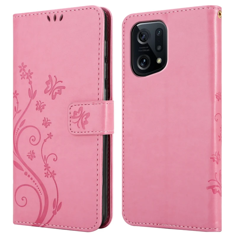 Cadorabo Hülle kompatibel mit Oppo FIND X5 Schutzhülle im Blumen Design mit Magnetverschluss, Standfunktion und Kartenfächern