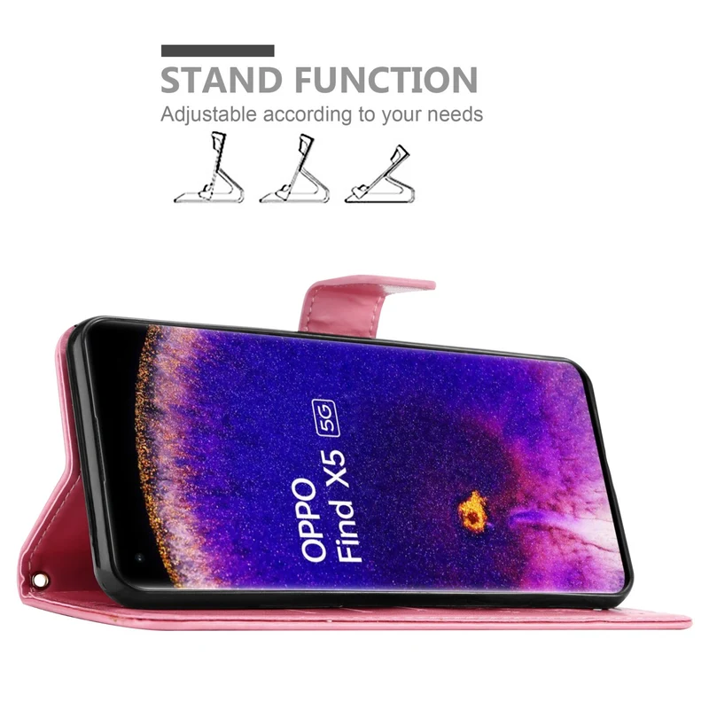 Cadorabo Hülle kompatibel mit Oppo FIND X5 Schutzhülle im Blumen Design mit Magnetverschluss, Standfunktion und Kartenfächern