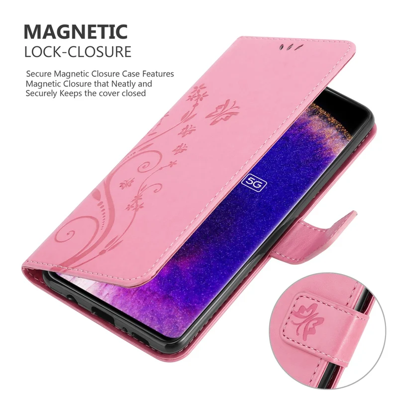 Cadorabo Hülle kompatibel mit Oppo FIND X5 Schutzhülle im Blumen Design mit Magnetverschluss, Standfunktion und Kartenfächern