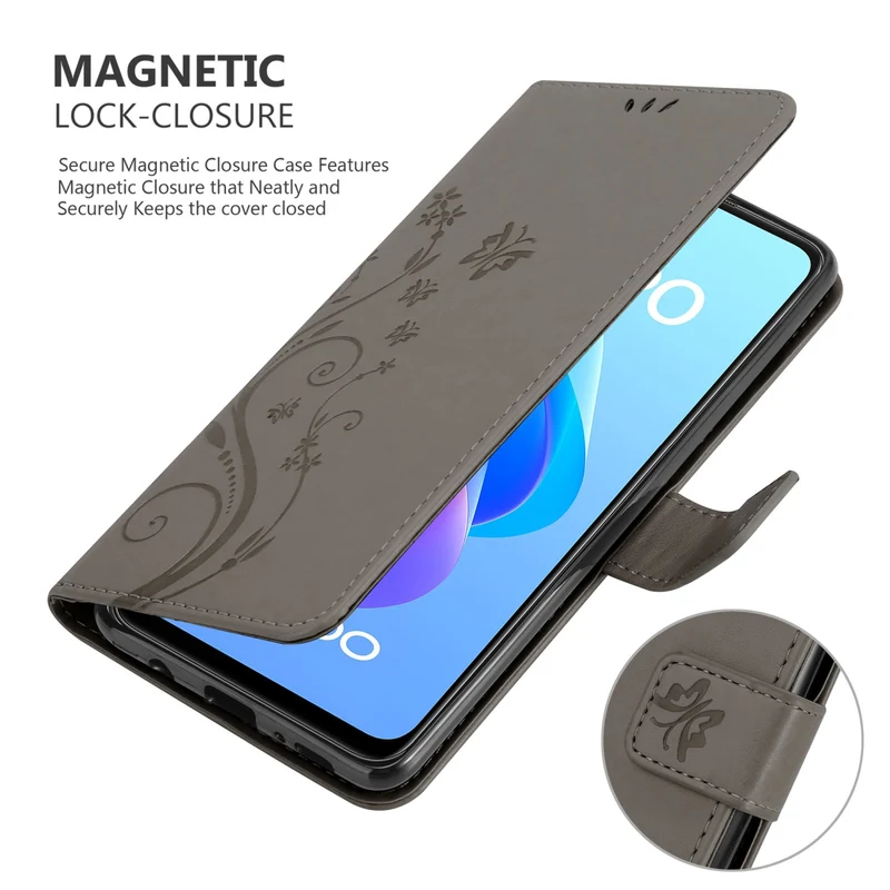 Cadorabo Hülle kompatibel mit Oppo A36 / A76 / A96 4G / K10 4G / Realme 9i Schutzhülle im Blumen Design mit Magnetverschluss, Standfunktion und Kartenfächern