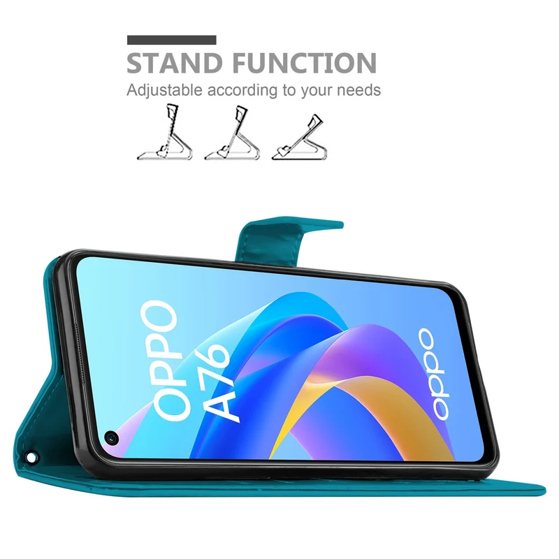 Cadorabo Hülle kompatibel mit Oppo A36 / A76 / A96 4G / K10 4G / Realme 9i Schutzhülle im Blumen Design mit Magnetverschluss, Standfunktion und Kartenfächern