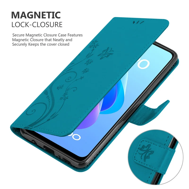 Cadorabo Hülle kompatibel mit Oppo A36 / A76 / A96 4G / K10 4G / Realme 9i Schutzhülle im Blumen Design mit Magnetverschluss, Standfunktion und Kartenfächern