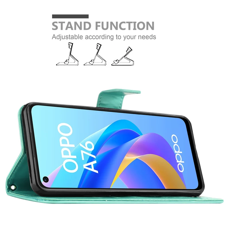 Cadorabo Hülle kompatibel mit Oppo A36 / A76 / A96 4G / K10 4G / Realme 9i Schutzhülle im Blumen Design mit Magnetverschluss, Standfunktion und Kartenfächern