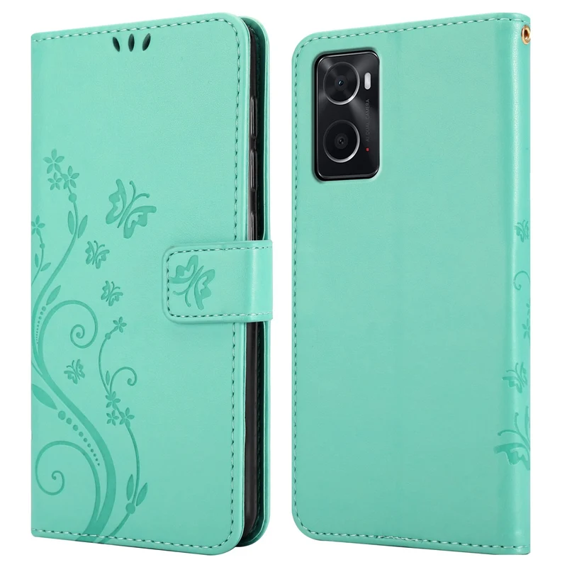 Cadorabo Hülle kompatibel mit Oppo A36 / A76 / A96 4G / K10 4G / Realme 9i Schutzhülle im Blumen Design mit Magnetverschluss, Standfunktion und Kartenfächern