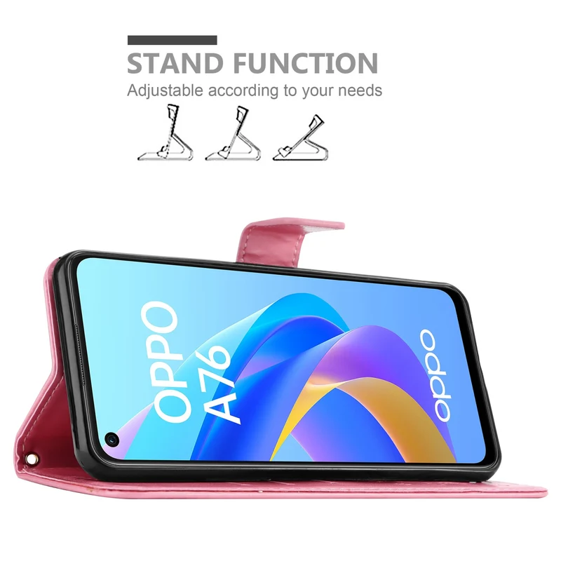 Cadorabo Hülle kompatibel mit Oppo A36 / A76 / A96 4G / K10 4G / Realme 9i Schutzhülle im Blumen Design mit Magnetverschluss, Standfunktion und Kartenfächern