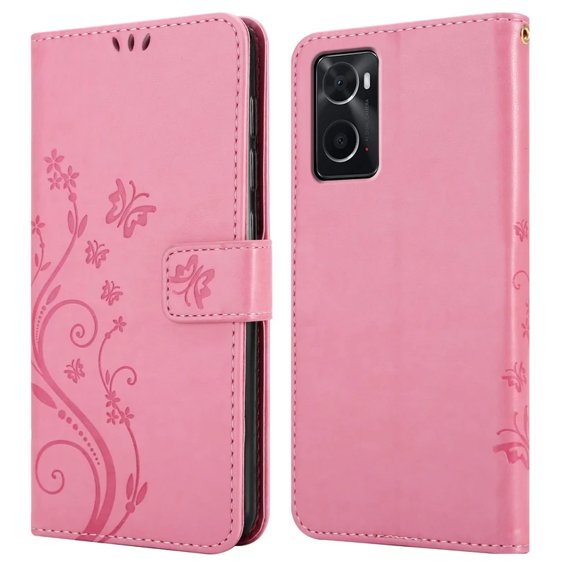 Cadorabo Hülle kompatibel mit Oppo A36 / A76 / A96 4G / K10 4G / Realme 9i Schutzhülle im Blumen Design mit Magnetverschluss, Standfunktion und Kartenfächern