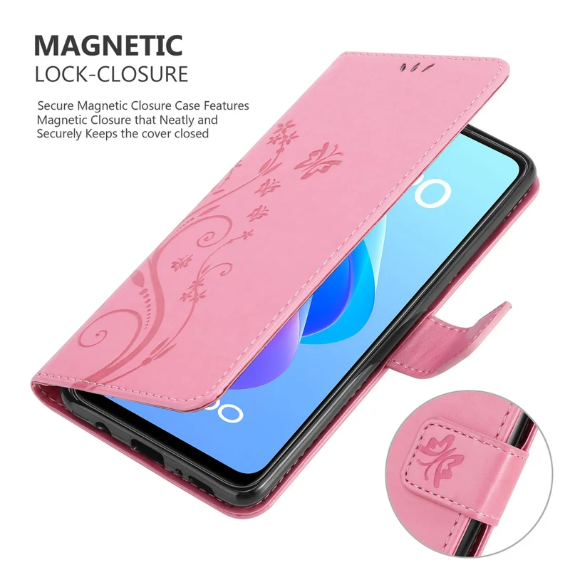 Cadorabo Hülle kompatibel mit Oppo A36 / A76 / A96 4G / K10 4G / Realme 9i Schutzhülle im Blumen Design mit Magnetverschluss, Standfunktion und Kartenfächern