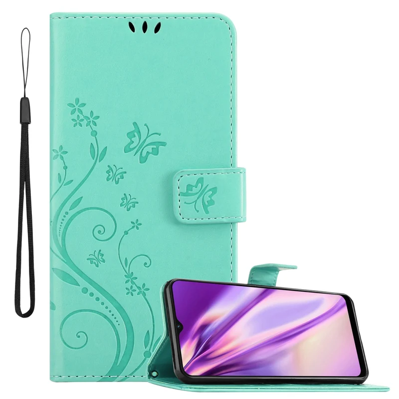 Cadorabo Hülle kompatibel mit Oppo A16s / A54s Schutzhülle im Blumen Design mit Magnetverschluss, Standfunktion und Kartenfächern