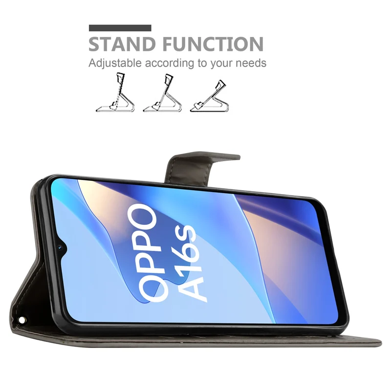 Cadorabo Hülle kompatibel mit Oppo A16s / A54s Schutzhülle im Blumen Design mit Magnetverschluss, Standfunktion und Kartenfächern