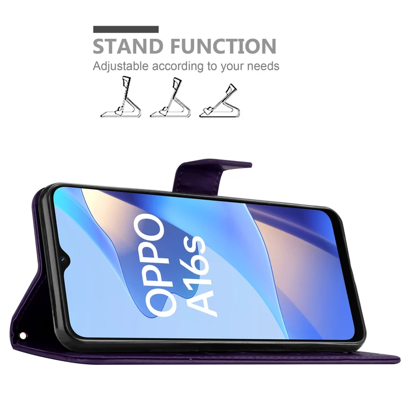 Cadorabo Hülle kompatibel mit Oppo A16s / A54s Schutzhülle im Blumen Design mit Magnetverschluss, Standfunktion und Kartenfächern