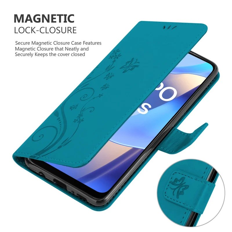Cadorabo Hülle kompatibel mit Oppo A16s / A54s Schutzhülle im Blumen Design mit Magnetverschluss, Standfunktion und Kartenfächern