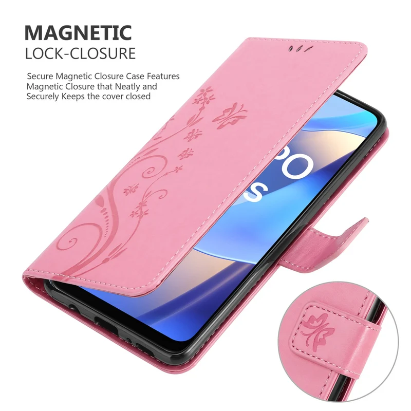 Cadorabo Hülle kompatibel mit Oppo A16s / A54s Schutzhülle im Blumen Design mit Magnetverschluss, Standfunktion und Kartenfächern